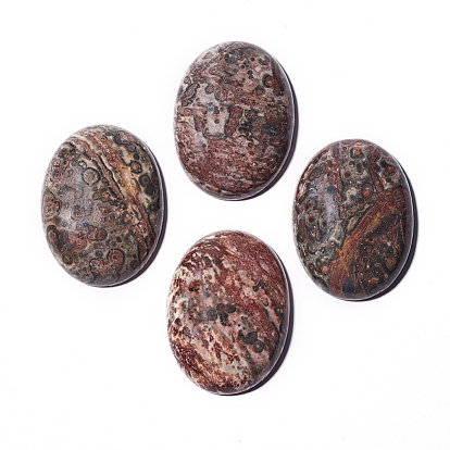 Cabochons de piel de leopardo naturales, oval, vara de oro, 40x30x7 mm