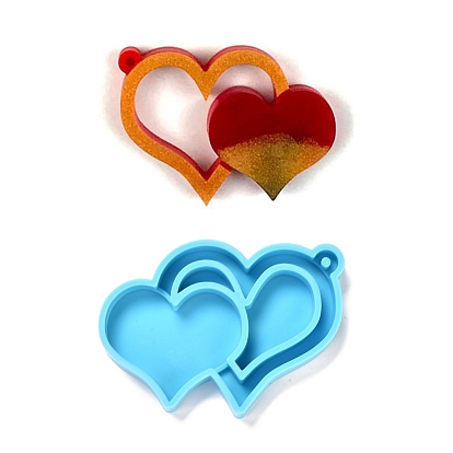 Valentine's Day Theme DIY Pendant Silicone Molds, Resin Casting Molds, For UV Resin, Epoxy Resin Jewelry Making, Heart