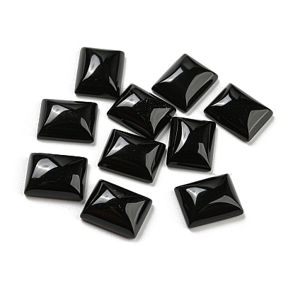 Natural Black Onyx Cabochons, Dyed & Heated, Rectangle