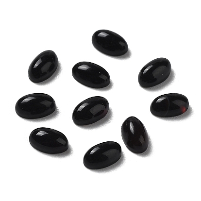 Natural Dyed & Heated Black Agate Cabochons, Oval