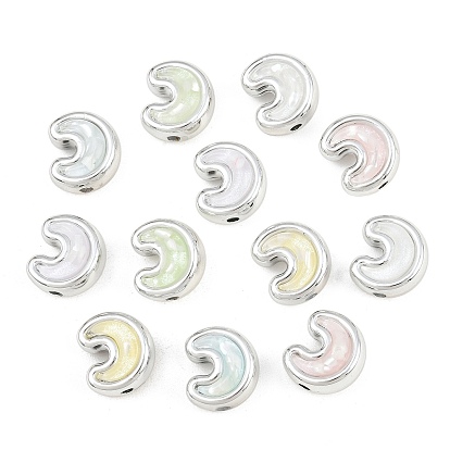 Opaque Acrylic Beads, Moon, with Glitter Powder