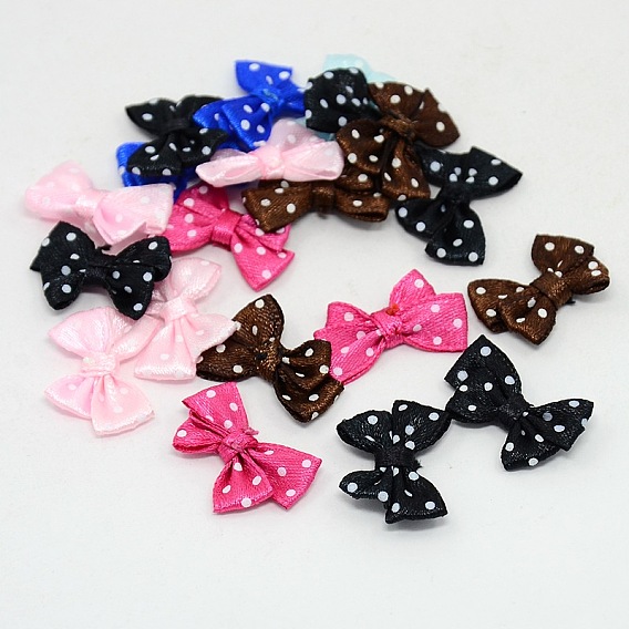 Spot Ribbon Hair Bows, Fabric Material in Polka Dots Design, Good for Dress & Hair Jewelry Decoration, 24x17~18mm