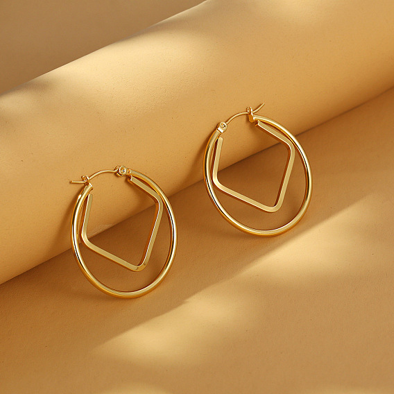 Серьги из 304 нержавеющей стали, кольцо с ромбом