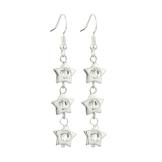 Transparent Acrylic Star Dangle Earrings, with CCB Plastic Bead Frame and 304 Stainless Steel Earring Hooks