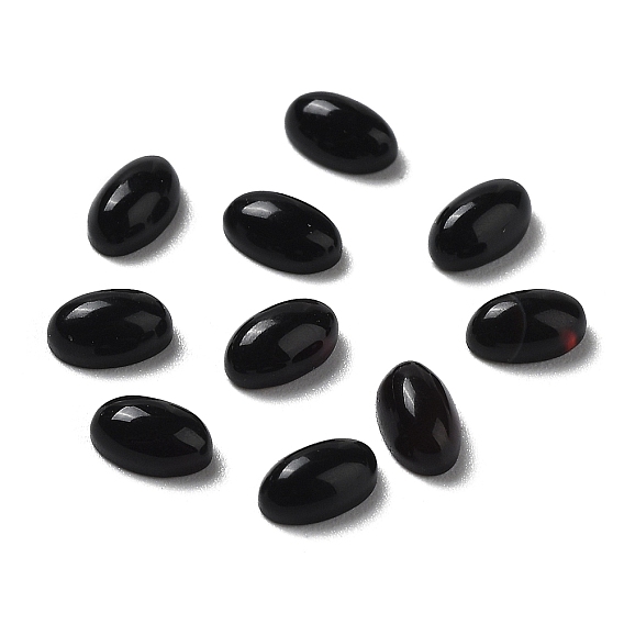 Natural Dyed & Heated Black Agate Cabochons, Oval