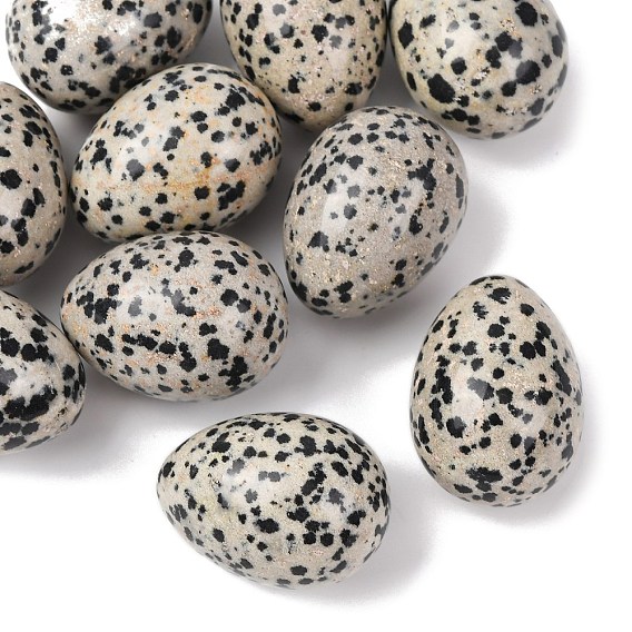 Натуральный далматинский яшмовый камень в форме яйца, Целебный карманный камень для ладони, для снятия тревоги, медитации, пасхального декора.