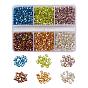 3900Pcs 6 Colors 11/0 Two Cut Round Hole Glass Seed Beads, Hexagon, Silver Lined, Rainbow Plated