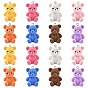 16Pcs 8 Colors 3D Resin Pendants, Bear, with Platinum Iron Loop