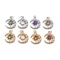 Brass Micro Pave Clear Cubic Zirconia Glass Pendants, with Jump Ring, Long-Lasting Plated, Moon, Cadmium Free & Lead Free