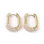 Plastic Imitation Pearl Oval Hoop Earrings, Brass Jewelry for Women, Long-Lasting Plated, Lead Free & Cadmium Free