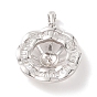 925 Sterling Silver Peg Bail Pendants, with Cubic Zirconia, Hollow Flower Charm, for Half Drilled Beads