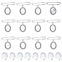 Alloy Oval Tray Brooch Base Settings, with Transparent Glass Cabochons