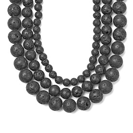 3 Strand 3 Sizes Natural Lava Rock Beads Strands, Round