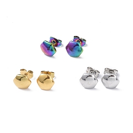 304 Stainless Steel Hexagon Stud Earrings for Women