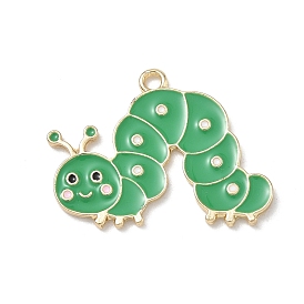 Alloy Enamel Pendants, Worm Charms, Golden