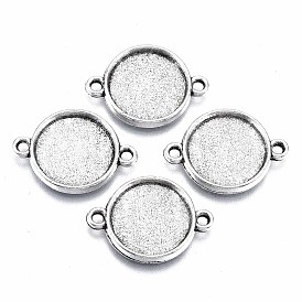 Настройки соединителей кабошона сплава тибетского стиля, без кадмия и без свинца, плоско-круглые