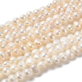Brins de perles de culture d'eau douce naturelles, poli des deux côtés, Note 4 un