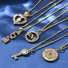 Латунные прозрачные кубические циркониевые подвески ожерелья для женщин, реальный 18 k позолоченный