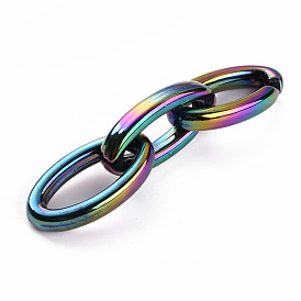 Acrylic Linking Rings, Quick Link Connectors, For Jewelry Chains Making, AB Color Plated, Oval