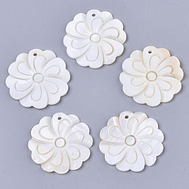 Natural Freshwater Shell Pendants, Flower