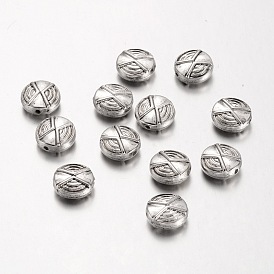 Carved CCB Plastic Beads, Flat Round, 11x5mm, Hole: 1mm