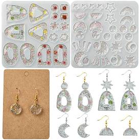 DIY Earring Making Kit, including DIY Silicone Molds, Iron Open Jump Rings, Brass Earring Hooks, Earring Display Cards, Plastic Ear Nuts, OPP Cellophane Bags