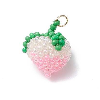 Подвески из стеклянных бусинок ручной работы в виде персика, с настоящим 18позолоченным 304нержавеющим {3}кольцом для соединения петлей