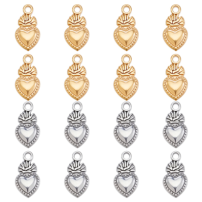 16Pcs 2 Colors 304 Stainless Steel Pendants, Sacred Heart Charm, Ion Plating(IP)