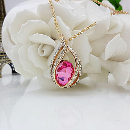 Ожерелья из сплава слезы со стразами и стеклянными подвесками для женщин