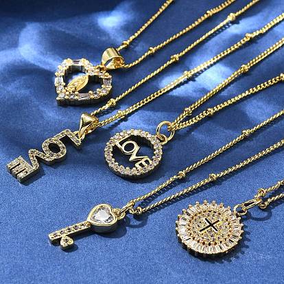 Латунные прозрачные кубические циркониевые подвески ожерелья для женщин, реальный 18 k позолоченный