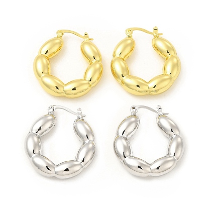 Aretes de aro ovalados de latón para mujer