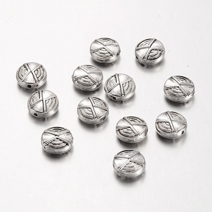 Carved CCB Plastic Beads, Flat Round, 11x5mm, Hole: 1mm