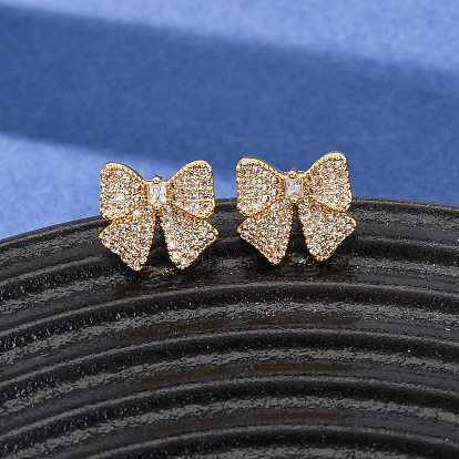 Серьги-гвоздики из латуни с микропаве из кубического циркония для женщин, бантом