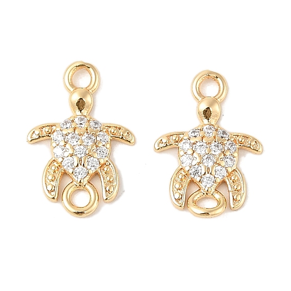 Шармы-соединители из латуни с микропаве из кубического циркония, без кадмия, без никеля и без свинца, черепаха