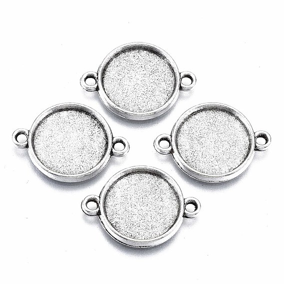 Настройки соединителей кабошона сплава тибетского стиля, без кадмия и без свинца, плоско-круглые