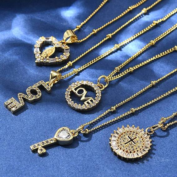 Латунные прозрачные кубические циркониевые подвески ожерелья для женщин, реальный 18 k позолоченный