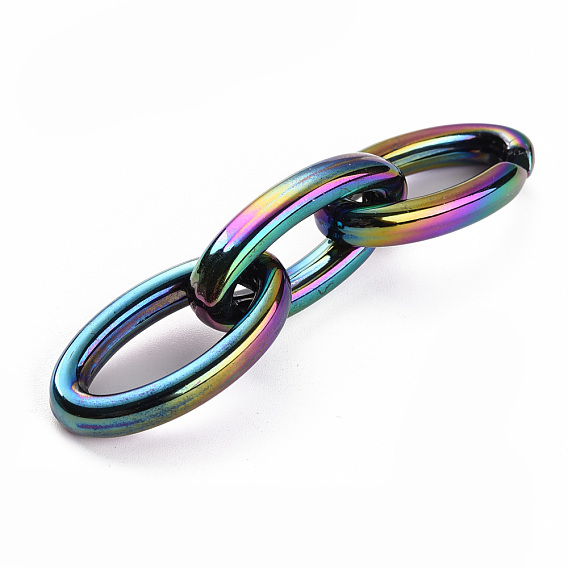 Acrylic Linking Rings, Quick Link Connectors, For Jewelry Chains Making, AB Color Plated, Oval