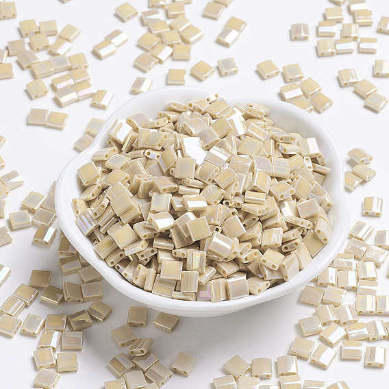 MIYUKI TILA Beads, Japanese Seed Beads, 2-Hole, Opaque Colours AB