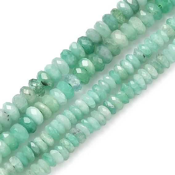 Натуральные изумрудные бисерные пряди, граненые, рондель