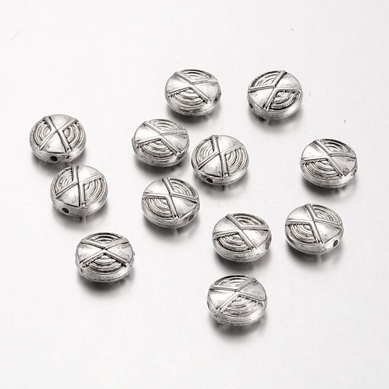 Carved CCB Plastic Beads, Flat Round, 11x5mm, Hole: 1mm
