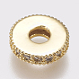 Brass Micro Pave Cubic Zirconia Bead Spacers, Flat Round