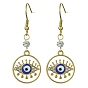 Alloy Enamel Evil Eye Dangle Earrings with Crystal Rhinestone, with Ion Plating(IP) 304 Stainless Steel Earring Pins