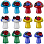 12pcs 6 Farben handgemachte Lampwork Perlen, Marienkäfer mit Pilz
