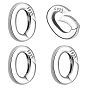 4 шт. 925 Кольца с пружинным затвором из стерлингового серебра, овал со штампом 925, без кадмия, без никеля и без свинца