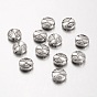 Carved CCB Plastic Beads, Flat Round, 11x5mm, Hole: 1mm