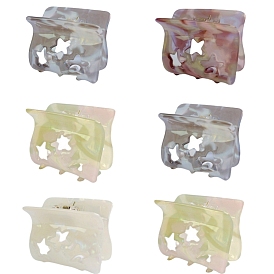 Cellulose Acetate Claw Hair Clips, Hair Accessories for Women & Girls, Rectangle with Star