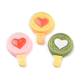 Opaque Resin Cabochons, Lollipop with Heart