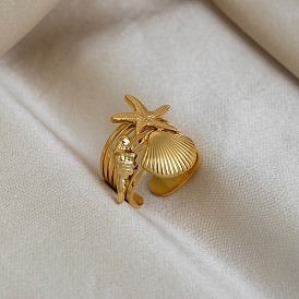 304 открытые манжеты из нержавеющей стали для женщин, форма раковины и статфиш