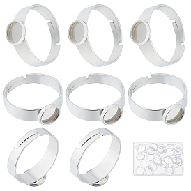 40шт. регулируемые 304 компоненты колец из нержавеющей стали, латунная фурнитура платформы для кольца, плоско-круглые