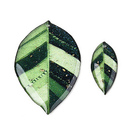 2 шт. подвески из прозрачной эпоксидной смолы в виде листьев, с золотой фольгой и блестками